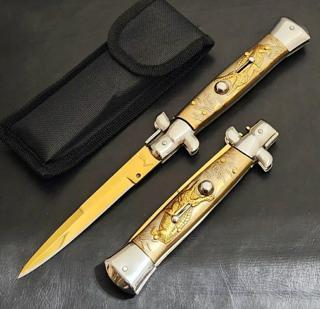 Cakistore Akc Timsah Desenli İtalyan  Gold Kamp Çakısı