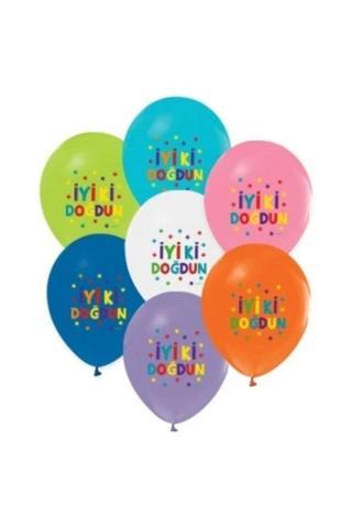 Balonevi Balon 12" 4+0 Funstar İyiki Doğdun Baskılı (8 Li Paket)