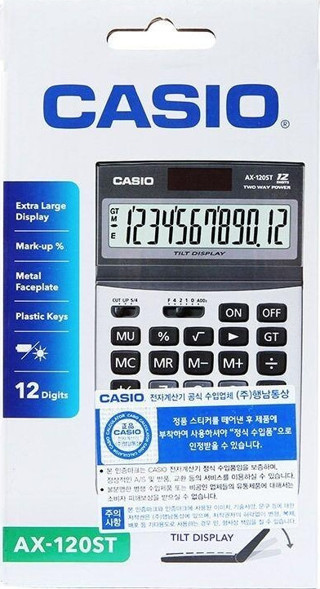 Casio Ax-120St 12 Hane Oynar Başlıklı Masa Üstü Hesap Makinesi