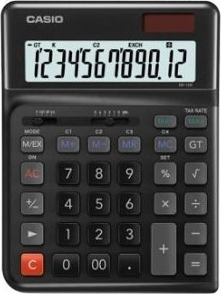 Casio De-12E-Bk Siyah 12 Hane Masa Üstü Ergonomik Tuşlu Hesap Makinesi