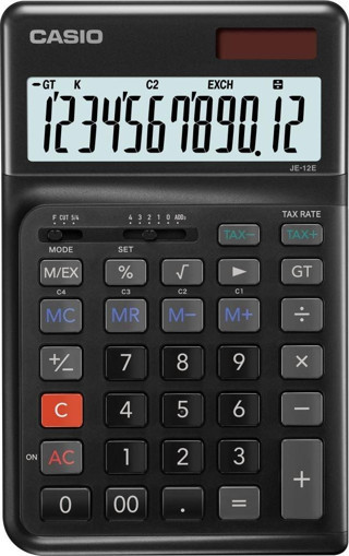 Casio Je-12E-Bk Siyah 12 Hane Masa Üstü Ergonomik Tuşlu Hesap Makinesi