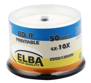 Elba Blu-Ray Bd-R 10X 25 Gb 50 Li Cake Box Printable