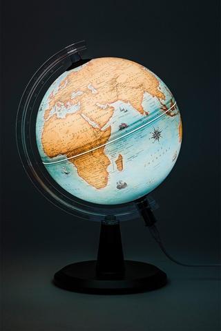 Gürbüz Dünya Küre Modern Antik Işıklı 30Cm 48405