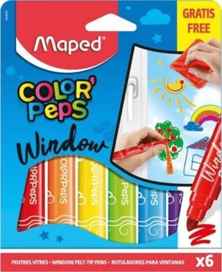 Maped Color Peps Keçeli Cam Boyası Kalemi + Fiber Bez 6 Renk 3154148448204