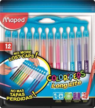 Maped Color Peps Long Life Keçeli Kalem 12 Renk Plastik Kutu 3154148450450