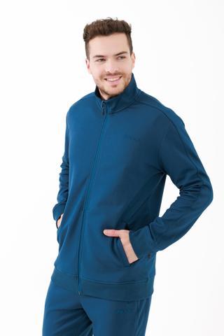 2AS Oreste Erkek İnterlok Tam Fermuarlı Sweatshirt Lacivert