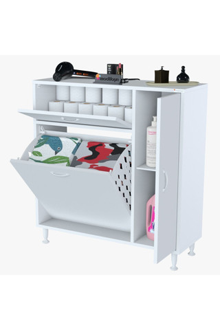 Modilayn MODİLAYN YENİCE Çok Amaçlı Banyo Dolabı 90 x 97.5 x 32 cm Kirli Çamaşır Sepetli Dolap