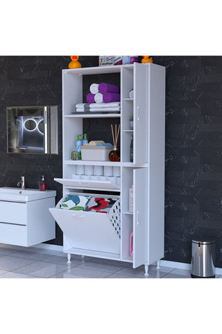 Modilayn Mis Kirli Çamaşır Dolabı Banyo Dolabı Çok Amaçlı Dolap Sepetli Havlu Dolabı Mutfak Dolabı