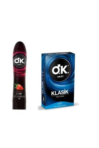 Okey Çilek 100 Ml Kayganlaştırıcı Jel + Klasik 1'Lu Prezervatif