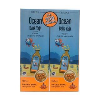 Orzax Ocean Portakal Aromalı Balık Yağı Şurup 150 ml 2'li Set