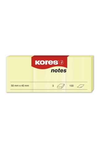 Kores Yapışkanlı Not Kağıdı Sarı 50X40Mm 100 Sayfa (12 Li Paket)