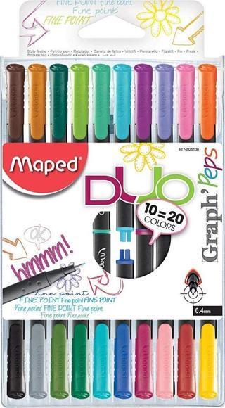 Maped Graph Peps Duo Fineliner X10 Çift Uçlu Keçe Uç Kalem Fine 0.4Mm 20 Renk 3154147492512
