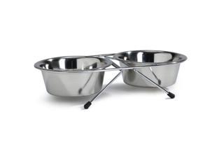 Beeztees Köpek İkili Mama Su Kabı, Paslanmaz Çelik, 13cm, 2x450ml