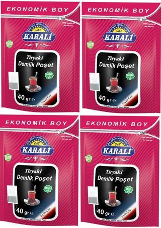 Karali Tiryaki Jumbo Demlik Poşet Siyah Çay 25*40 gr 4 Paket