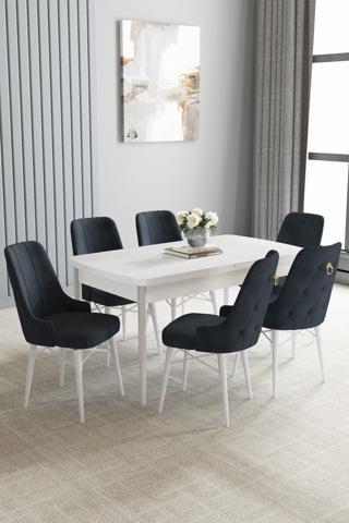 Asaella Mobilya 80X132 Açılabilir Yemek Odası Takımı 6 Adet Sandalye