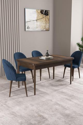 Asaella Mobilya Milas Barok Desen 80X132 Mdf Açılabilir Yemek Masası Takımı 4 Adet Sandalye