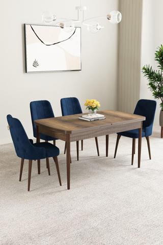 Asaella Mobilya Mabel Barok Desen 80X132 Açılabilir Yemek Odası Takımı 4 Adet Sandalye