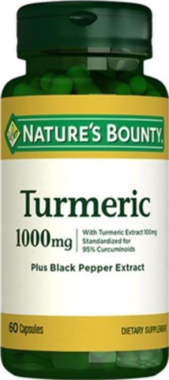 Nature's Bounty Turmeric 1000 mg Plus Black Pepper Takviye Edici Gıda 60 Kapsül