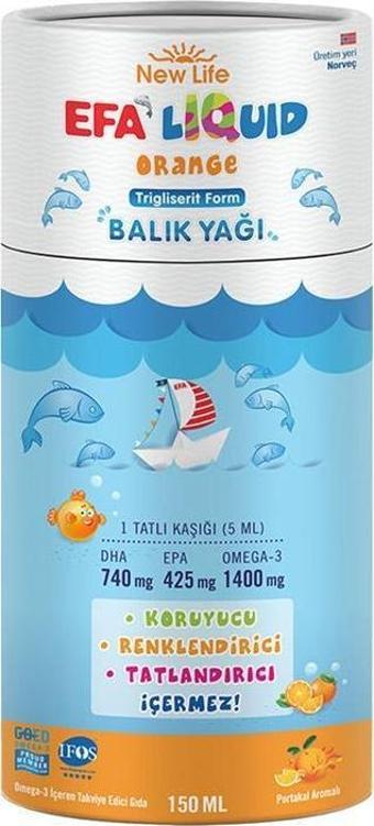 New Life Efa Liquid Balık Yağı Sıvı 150 ml - Portakal