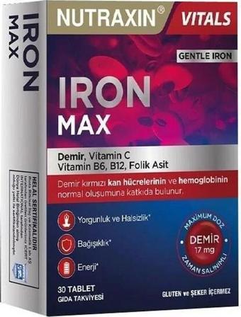 Nutraxin Iron Max Takviye Edici grıda 30 Tablet