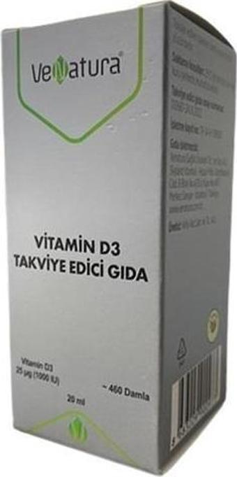 VeNatura Vitamin D3 Takviye Edici Gıda 1000 IU 20 ml Damla