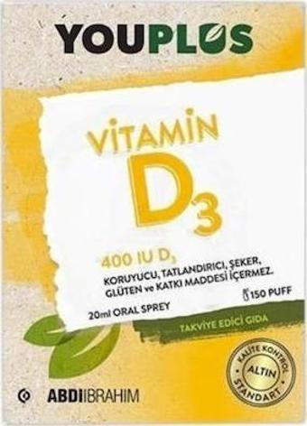 Youplus Vitamin D3 400IU Oral Sprey 20 ml