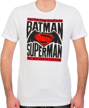 Batman v Superman Beyaz Erkek T-Shirt