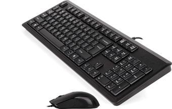 A4 Tech Q TR Usb Standart Klavye + Optik Kablolu Mouse Set Siyah KR-9276