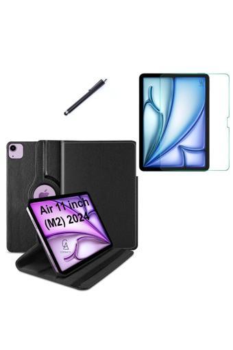 20068310 İpad Air 11 2024 (A2902-A2903) M2 Dönebilen Tablet Kılıfı + Ekran Koruyucu + Tablet Kalem