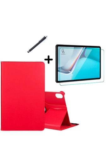 20068310 Huawei Matepad 11" 2023 360° Dönebilen Standlı Tablet Kılıfı Ekran Koruyucu Ve Kalem Seti Kırmızı