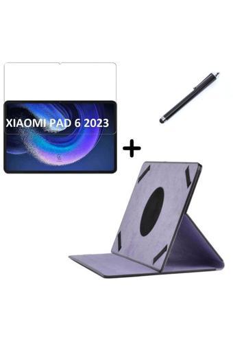 20068310 Xiaomi Mi Pad 6 11 İnç Uyumlu Dönebilen Lastikli Tablet Kılıfı Nano Ekran Koruyucu Ve Kalem Seti