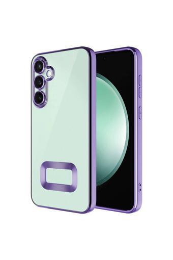 20068310 Samsung Galaxy S24 Plus Uyumlu Kılıf Şeffaf Logo Gösteren Parlak Renkli Kenarlı Kapak