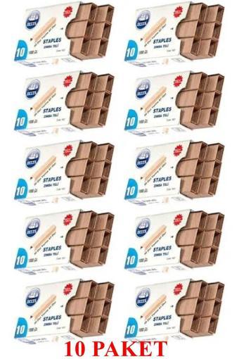 Tan Express No:10 Zımba Teli Bakır 1000 Lik 10 Paket Küçük Zımba Teli Sarı (15 Yaprak Zımbalama Kapasiteli)