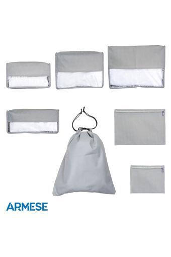 Ar Armese 7'Li Valiz Düzenleyici Bavul Içi Organizer Set Seyahat Hurcu Gri