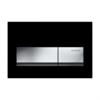 Geberit Alpha50 115.060.DW.1 Kumanda Paneli, Çift Basmalı,  Siyah, Krom Butonlu