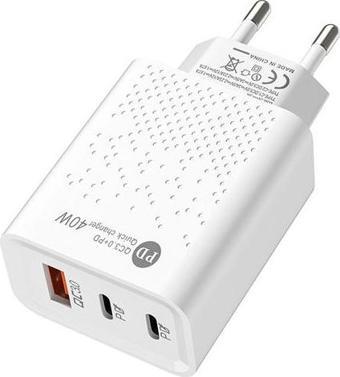 Zuidid 40W 2 PD+USB QC3.0 Hızlı Şarj Adaptörü