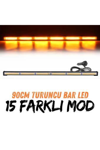 Astraled Turuncu Tepe Çakar Bar Led 90Cm 12-24V Off Road Çekici Traktör İkaz Lambası Çakar 17 Modlu