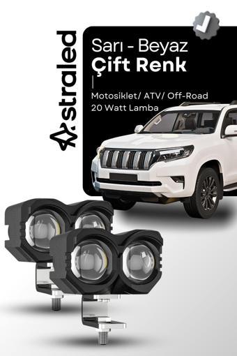Astraled 2 Adet Çift Renk Sarı Beyaz 60 Watt Motosiklet Atv Off Road Led Lamba Uyumlu