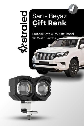 Astraled 1 Adet Çift Renk Sarı Beyaz 60 Watt Motosiklet Atv Off Road Led Lamba