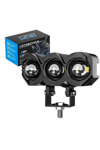 Astraled 1 Adet Metal Motosiklet 3 Led Lazer Sis Farı Kasa Baykuş Model Delici Beyaz Sarı Çift Renk