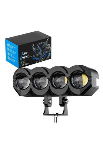 Astraled 1 Adet Motosiklet 4 Led Lazer Sis Farı Delici Beyaz Sarı Çift Renk Metal Baykuş Led Işık