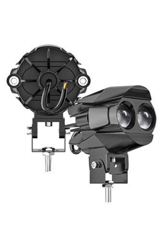 Astraled 1 Adet Motosiklet Çift Göz Led Lazer Sis Farı Delici Beyaz Sarı Çift Renk 12 -80 Volt