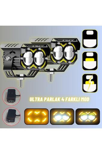 Astraled Led Drl Motosiklet Sis Farı Çakarlı Off Road 4 Mod Delici Yüksek Performans Metal Far Seti Uyumlu