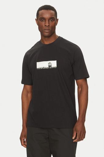 Jack & Jones Core Jcopacer Baskılı Streç Pamuklu Relaxed Fit Bisiklet Yaka Erkek T Shirt 12273775 SİYAH
