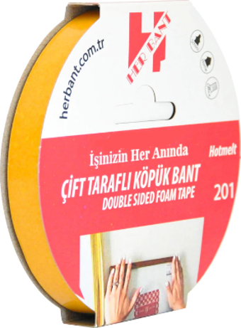 Herbant Çift Taraflı Köpük Bant (Asma Bandı) Askılı 24Mm X 5 Metre SP3512