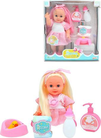 Global Toys Altını Islatan 18 Farklı Cümle Kuran Biberon Ve Emzikli 32 Cm Roza Bebek