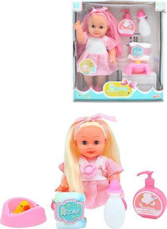 Global Toys Altını Islatan İngilizce Konuşan Biberon Ve Emzikli 32 Cm Roza Bebek