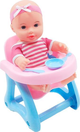 Global Toys Çizgili Kıyafetli Mama Sandalyeli Konuşan Oyuncak Bebek