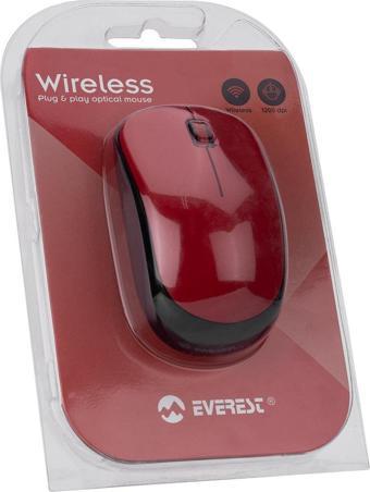 Everest SM-833 Usb Siyah-Kırmızı 1200dpi Optik Kablosuz Mouse