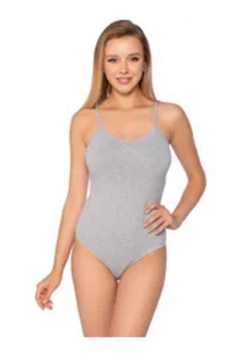 Pi Giyim 12 Adet Kadın Çıtçıtlı İp Askılı Zıbın Body  Gri